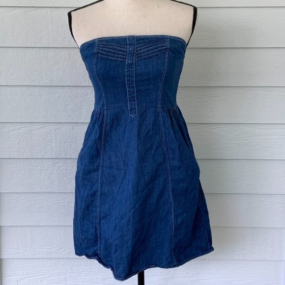 Mossimo Supply Co. Dresses & Skirts - Mossimo Denim Jean Strapless Fit Flare Dress M